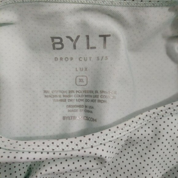 BYLT Drop Cut S/S Lux T-Shirt Men Size XL Light Green Pin Dot Modern Lightweight - Picture 11 of 11